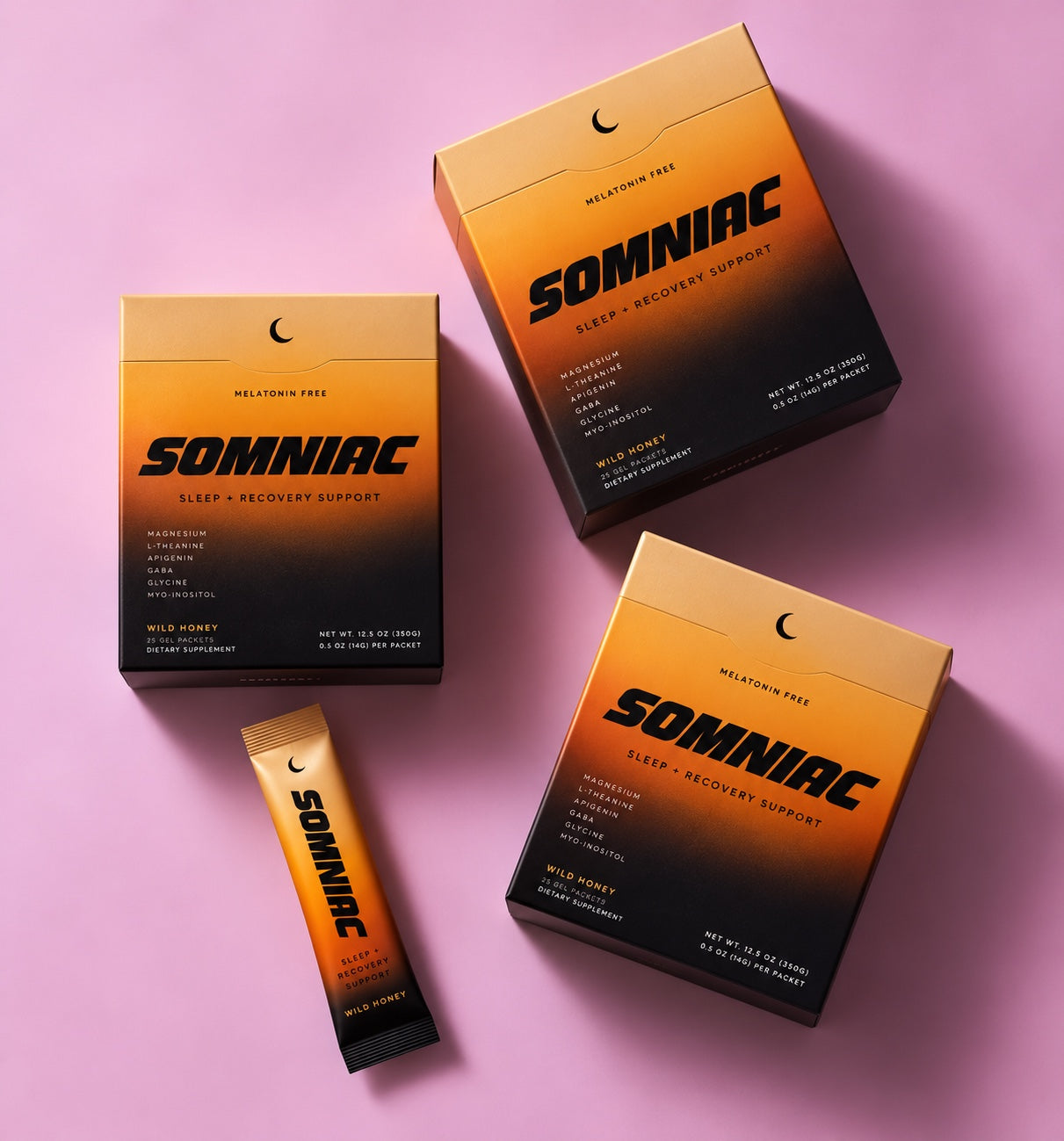 SOMNIAC Wild Honey sleep support gel packets and boxes